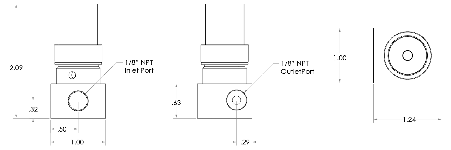 on off valve NPT diagram